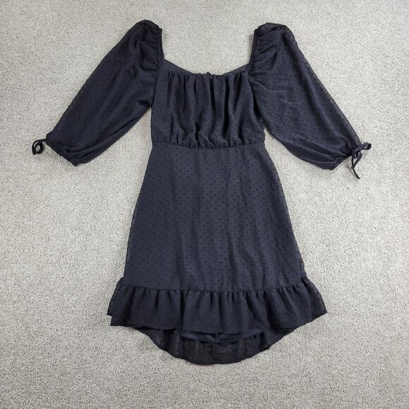 Speechless Blouson Dress Womens L Black Tiered Babydoll Ruffled Tie Backless - Picture 1 of 12